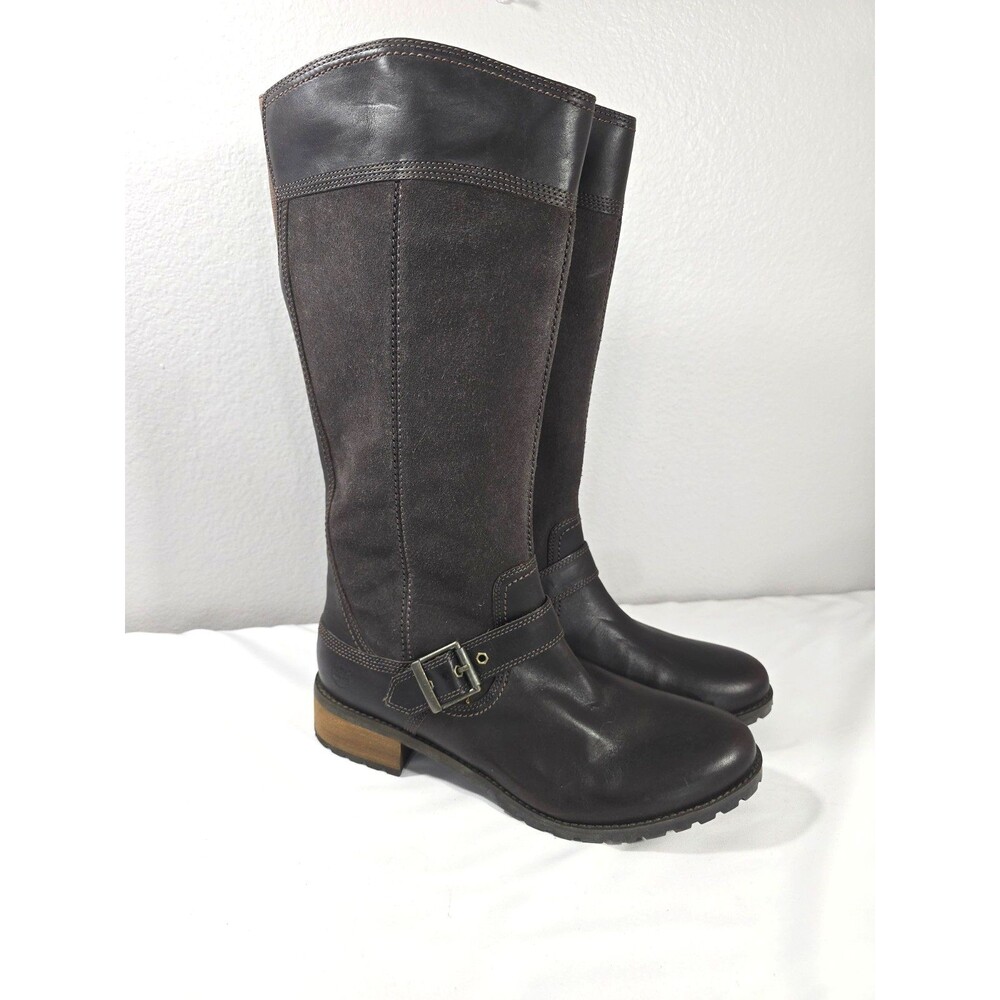 Timberland Earthkeeper Brown Suede Leather Zip Up Riding Tall Boots Sz 11 W